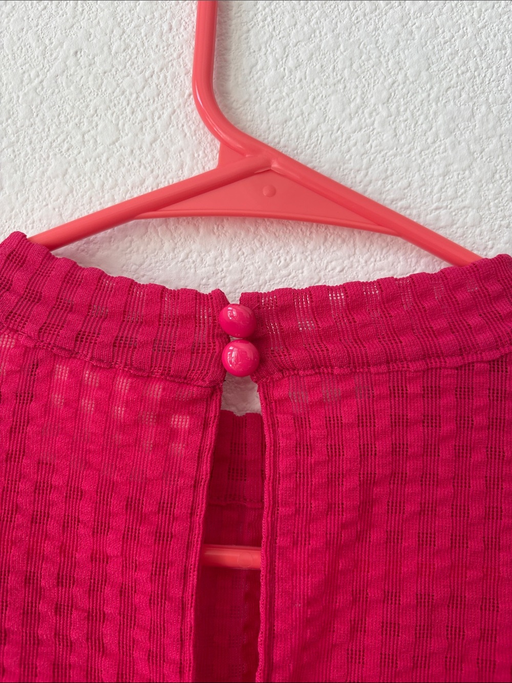 Anthropologie Maeve Womens Fuchsia Textured Mock Neck Sheer Top - Picture 3 of 5
